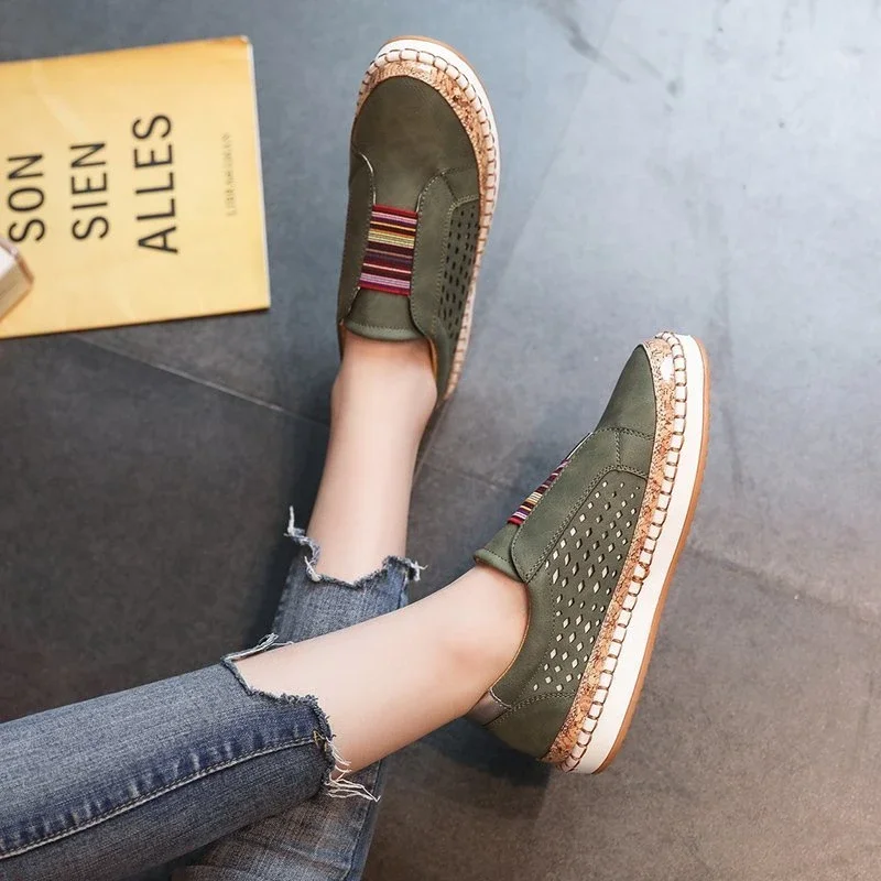 Women's Sneakers Autumn Vulcanized Shoes Hollow Out Casual  Ladies Shoes Slip on Fashion Elastic Breathable Female Footwear