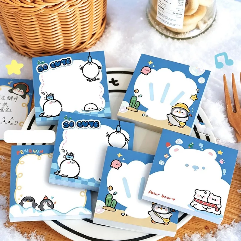 4pcs Random Style Cute Animal Sticky Notes Self-Adhesive Memo Pads Decorative Note Paper for Planner Journal School Supplies