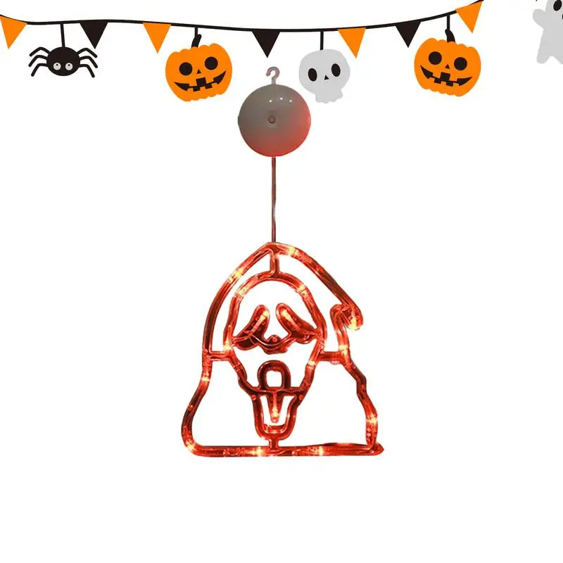 

Spooky Halloween Window Light Ghost LED Lights Suction Mount With Hook Soft Yellow Lighting Witch Wall Light High Brightness