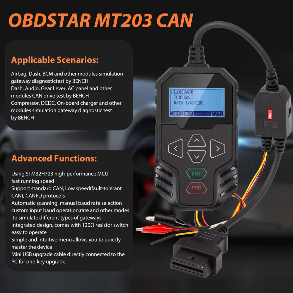 OBDSTAR MT203 CAN Driver/Gateway Simulator Support CAN Driver & Gateway Simulation