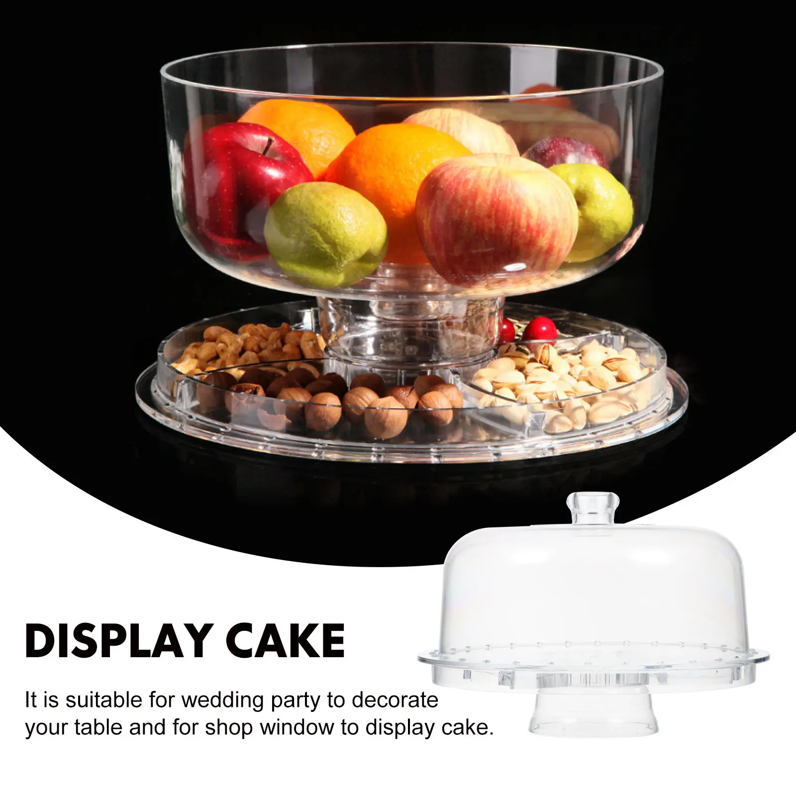 1Set Transparent Cake Holder Dessert Stand Fruit Plate Food Tray Cake Display Plate Multiuse Snack Serving Display