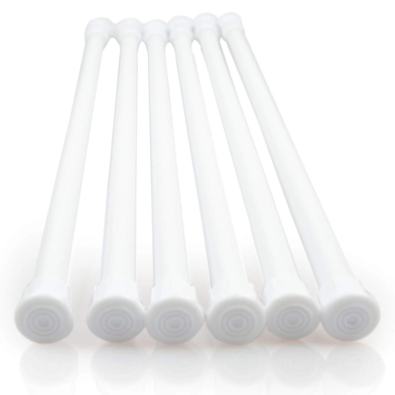 6 Pack Tension Rods, Adjustable Spring Cupboard Bars Rod Curtain Rods White