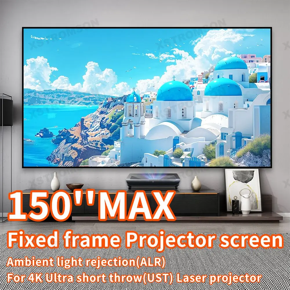 

NEW 135 inch-150 inch T-prism Grey Crystal ALR Projector Screen With Frame Ambient Light Rejecting For UST Video Projection 4K