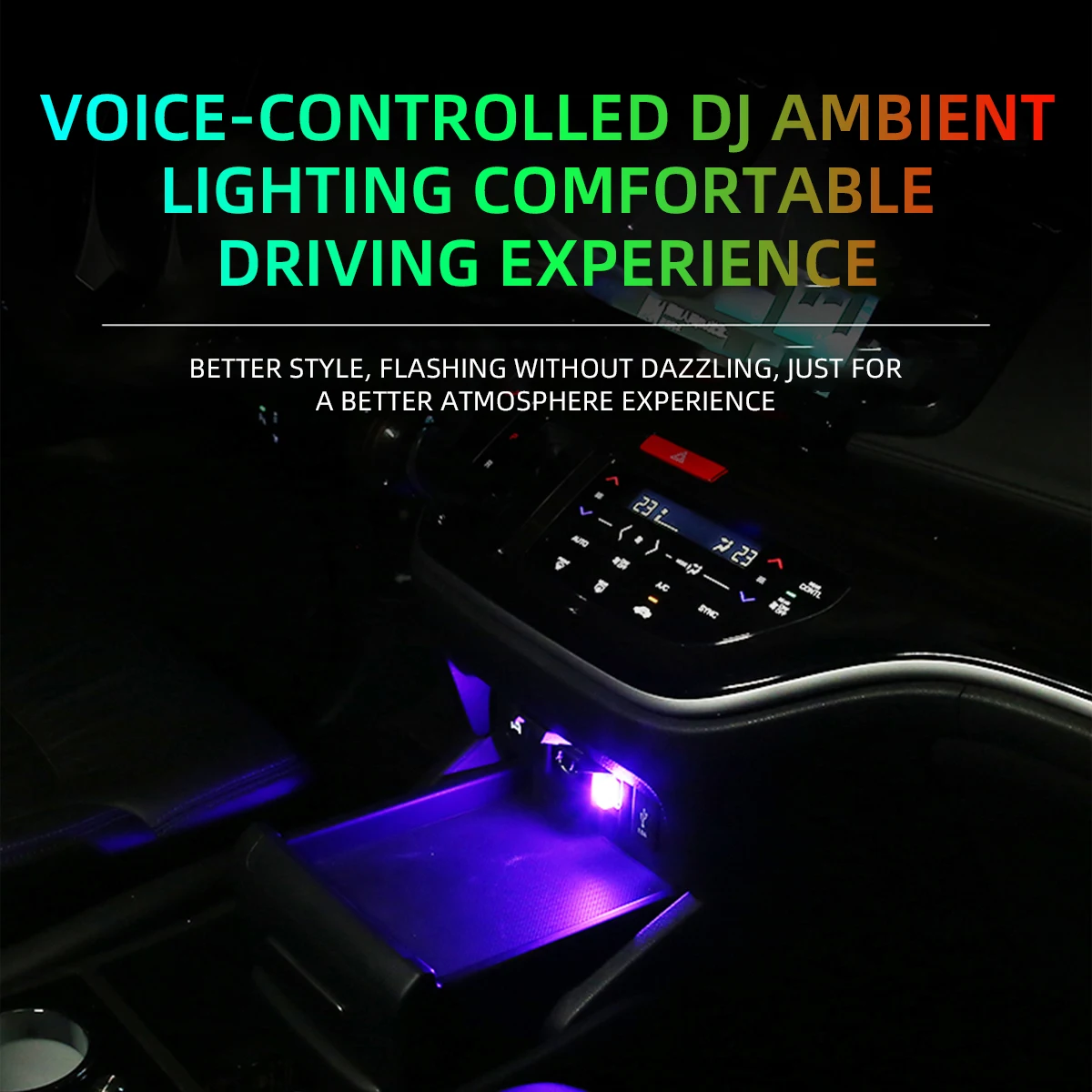 1/2/4 قطعة USB صغير LED التحكم الصوتي سيارة ضوء السيارات RGB الداخلية مصباح لتهيئة الجو الكمبيوتر السيارات الملونة مصباح للزينة ملحقات السيارة