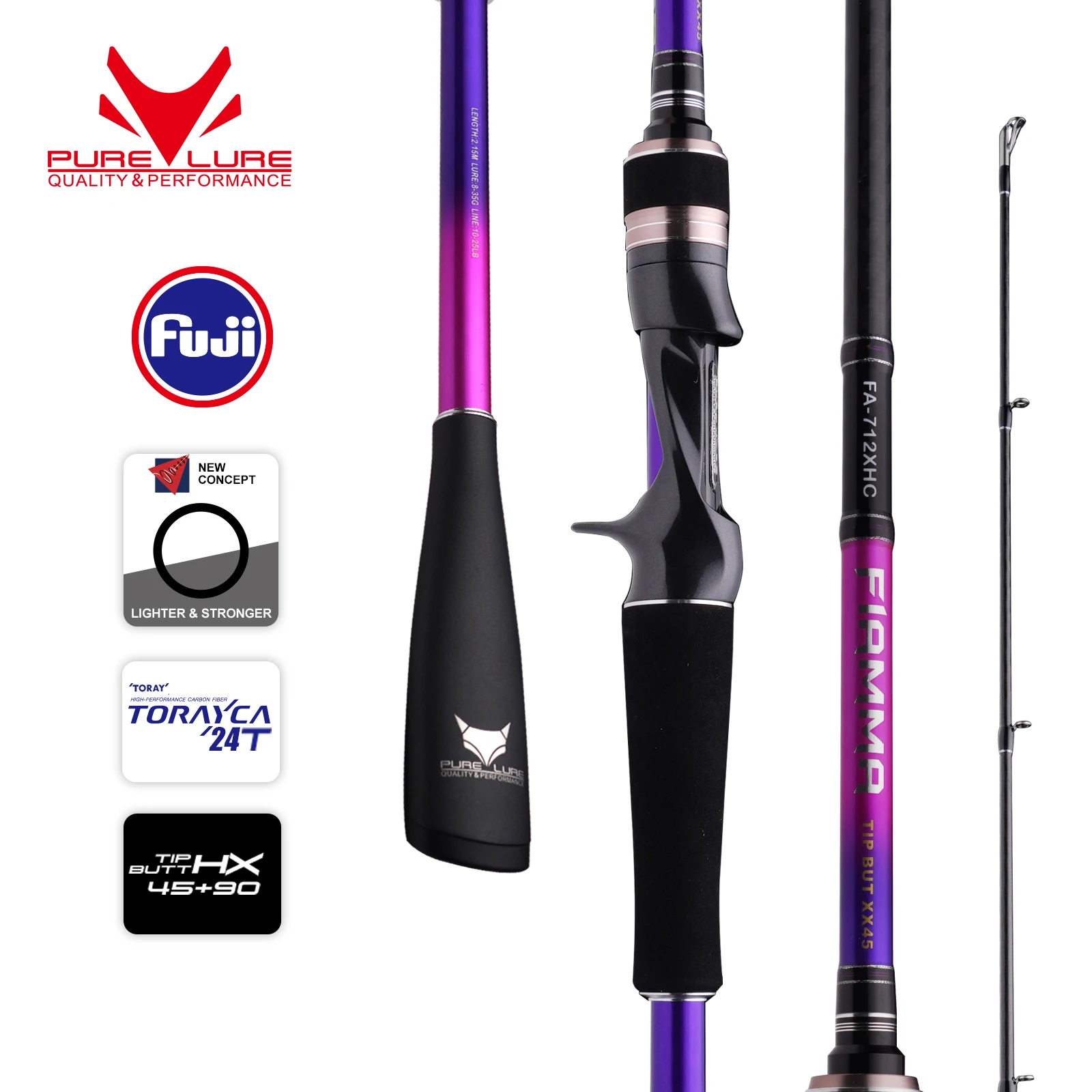 Pureture Fiamma hochfeste Hard Power Casting Rod Held 2,2 m c732xh schnelle Aktion Fuji Guide Snake head Spiel Angelrute