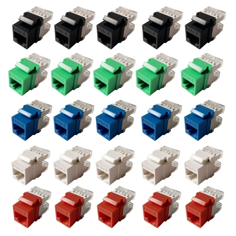 5 Pieces Cat6 RJ45 Keystone Jacks Slim Profile, Ethernet Wall Jack Punch Down, Cat5e Keystone Module Connector P9JB