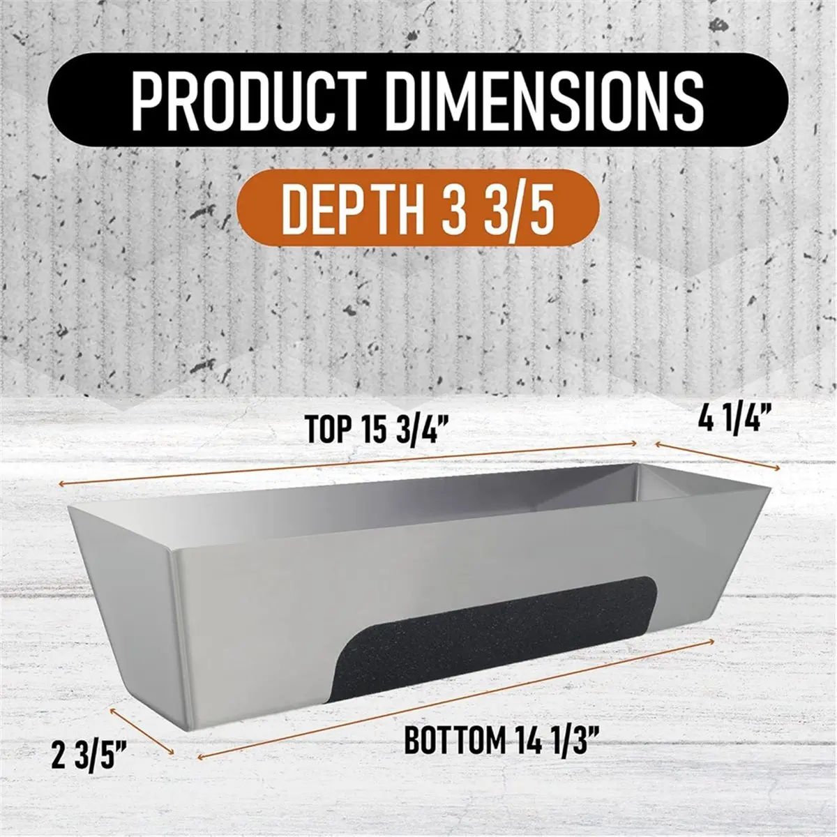 Stainless Steel Mud Pan 14-Inch, Drywall Tool with Anti-Slip Grip, Easy Clean, Rust , Joint Compound Pan