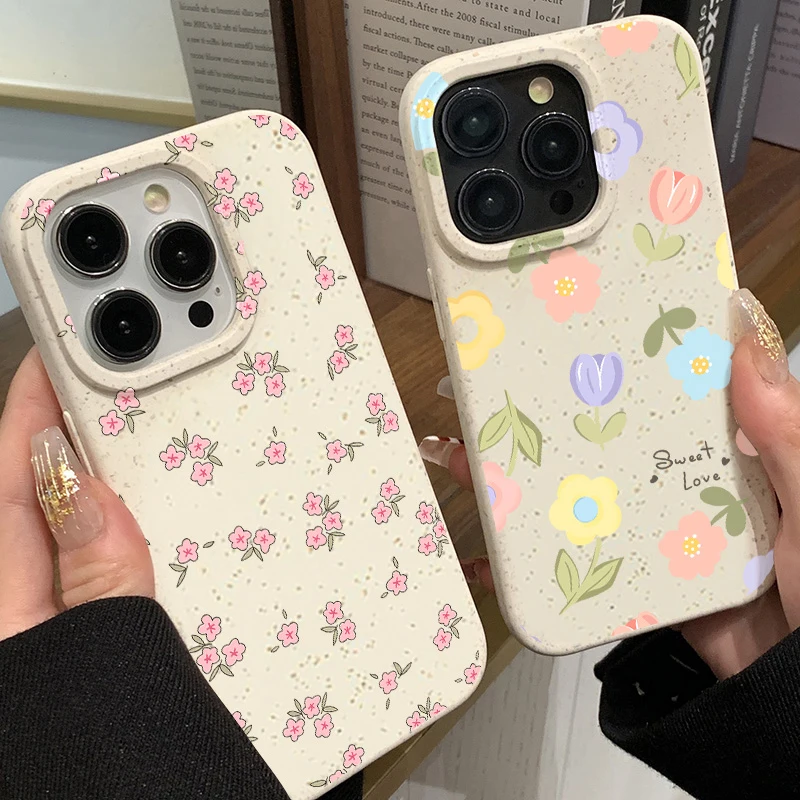 For iPhone 15 Pro Max Case iPhone 11 16 12 13 14 Pro Max 7 8 Plus SE 2022 SE2020 XR XS Max Cases Cute Little Flowers Cover Funda