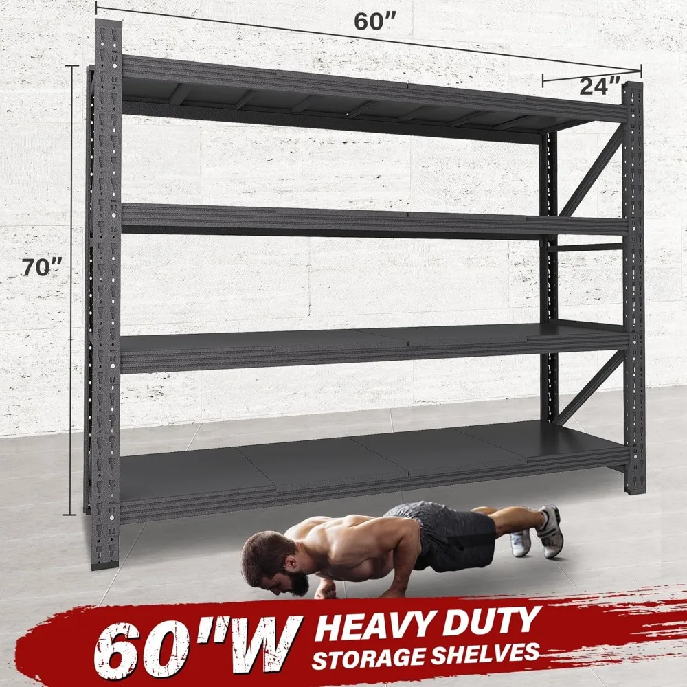 Heavy Duty 5000 lbs Capacity Garage Shelving Units - 60 Inch Wide and Deep Metal Storage Racks, Large Steel Shelves for Industri