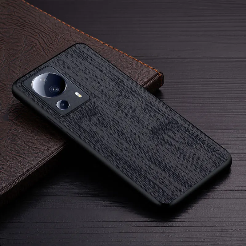 Custodia per Xiaomi 13 Lite 5G funda bamboo wood pattern Leather Luxury coque per xiaomi 13 lite Case Cover