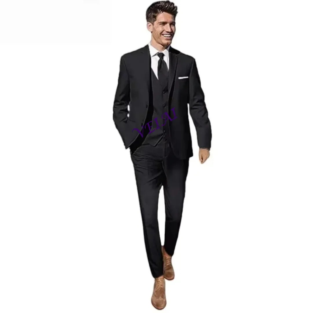 

Высококачественный мужской фрак из трех предметов по индивидуальному заказу, деловой свадебный формальный костюм (куртка + жилет + брюки), праздничный комплект жениха