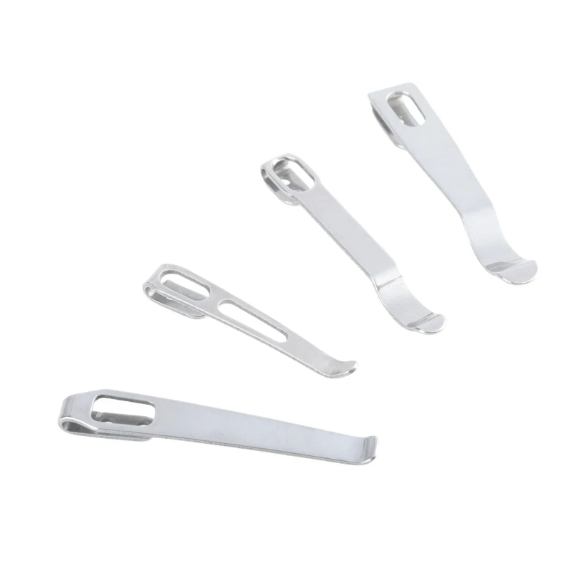 4 Types 420 Stainless Steel Knife Pocket Clip Back Clamp With 3Pcs M2.5 Screws DIY Make Replace Accessories Parts