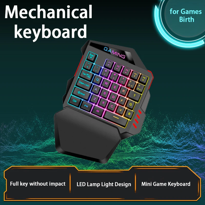 

YK320 35 Key Colorful Green Axis Single Hand Mini Keyboard With 35 Key Game Keyboard And USB Cable PUBGLOLCS Gamer