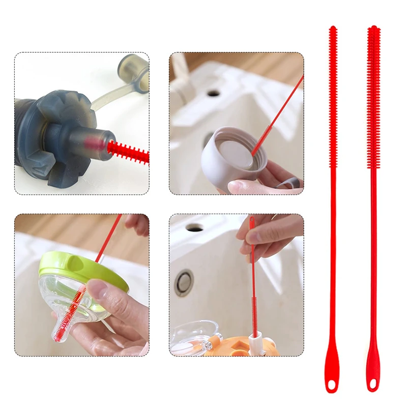 1pc Silicone Straw Brushes,Extra Long Straw Cleaning Brush Reusable Bendable Brush Pipe for Smoothie Straw Washing