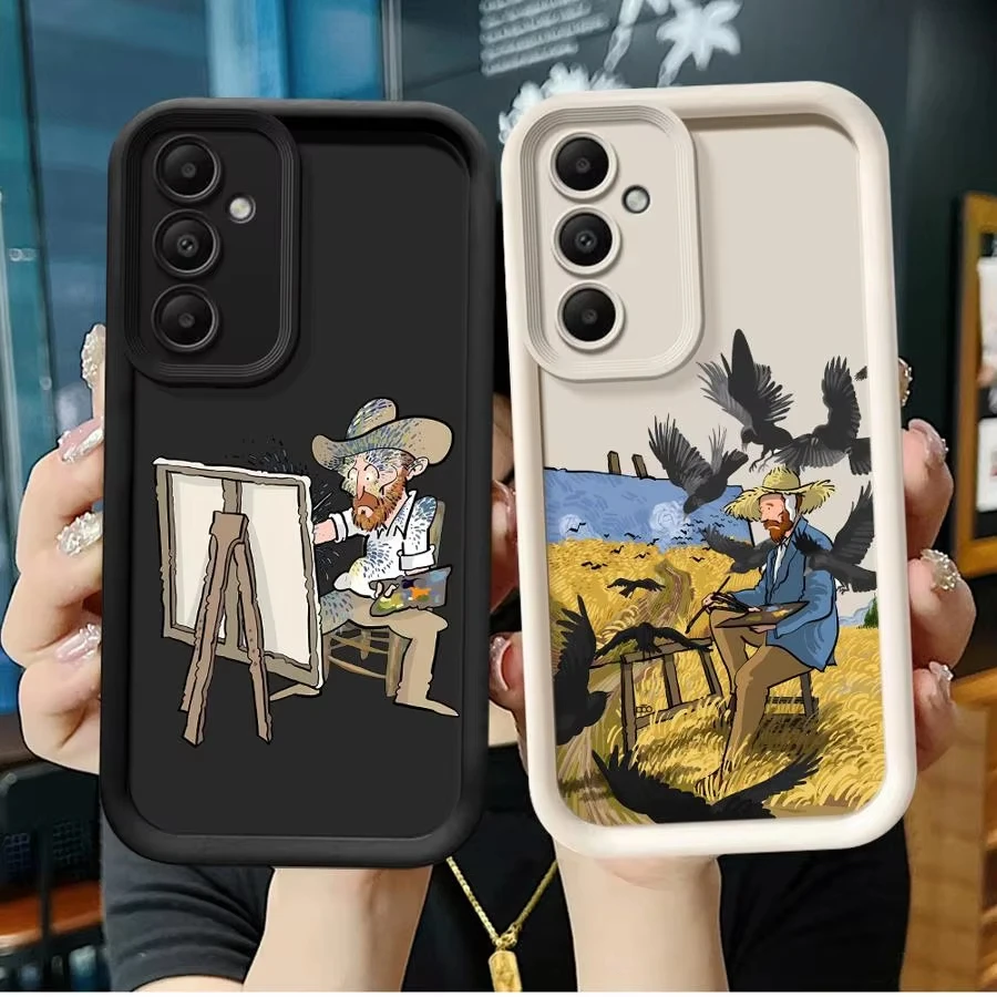 Sky  grassland  eagle Soft Shell Phone Case for Samsung Galaxy A35 A73 A52 A15 A54 A55 A51 A25 A53 A72 A71 A06 Van Gogh Creativi