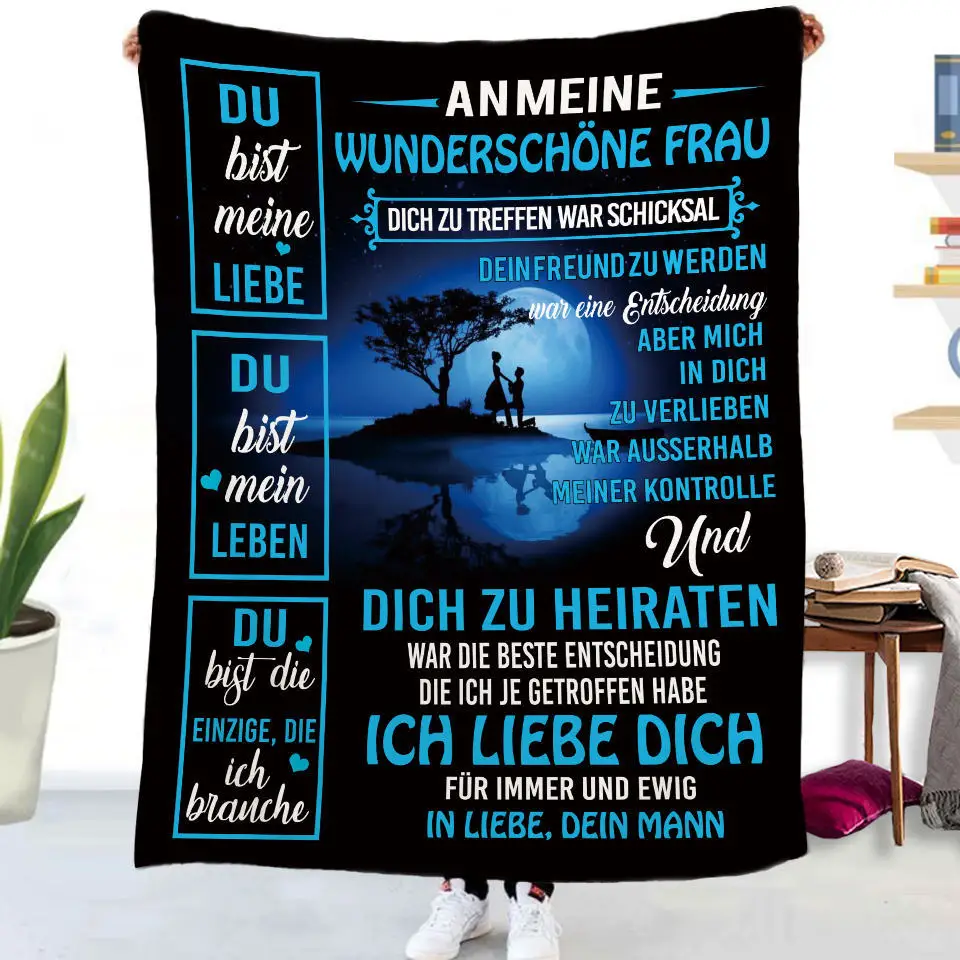 Flanelldecke mit deutschen Buchstaben „To My Daughter Son“, Weihnachtsgeschenk, warme Überwurfdecke für Bett, Sofa, Couch, Geburtstagsgeschenke, Heimkönigin – Detail 18