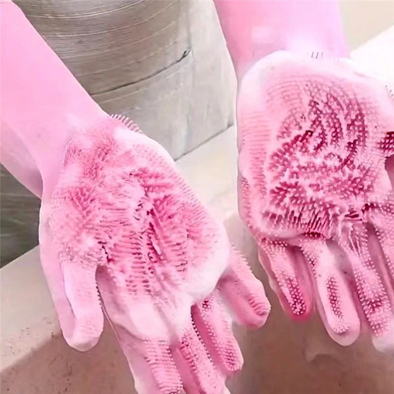 

A36T-10PCS Washing Cleaning Gloves Convex Point Silicone Multi Purpose Gloves For Pet Cleaning Kitchen Washing Tools