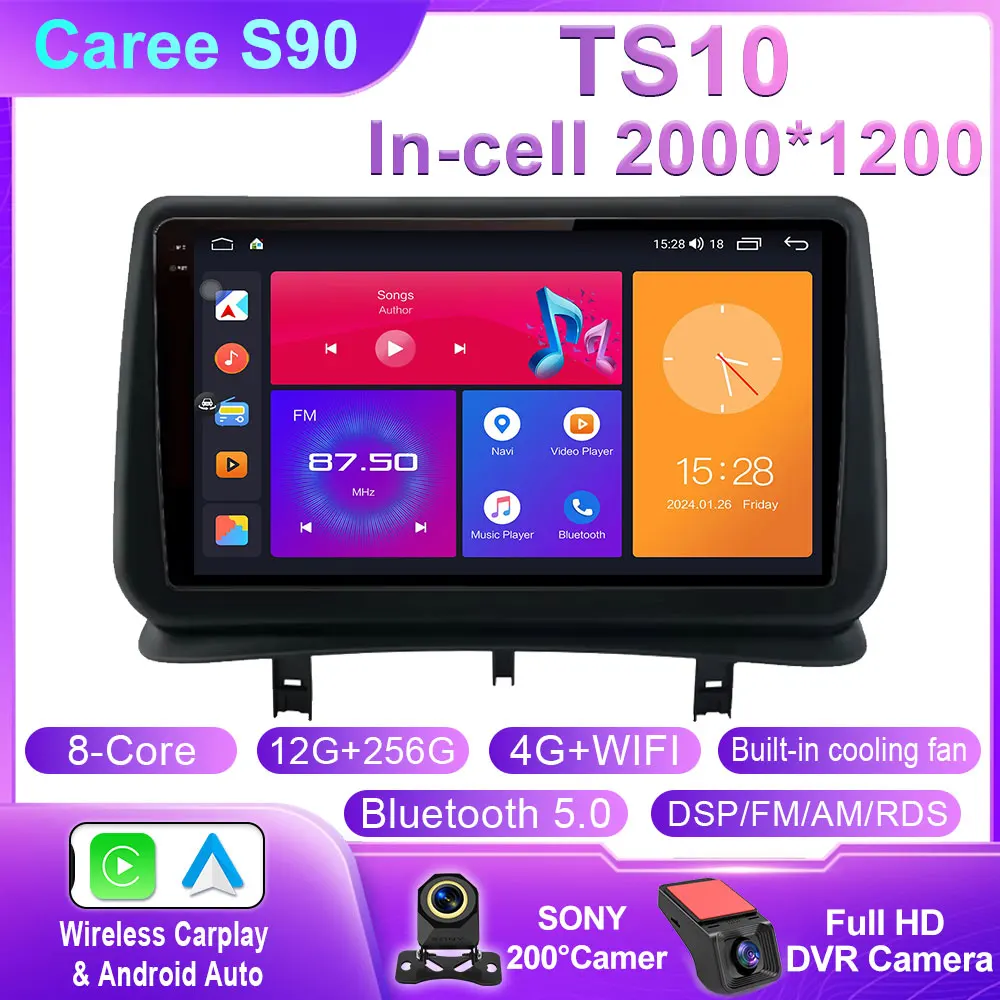 Auto Android 14 Voor Renault Clio 3 2005-2014 Autoradio Multimedia Speler Navigatie GPS Autoradio CarPlay QLED Scherm Geen 2 din - afbeelding 1