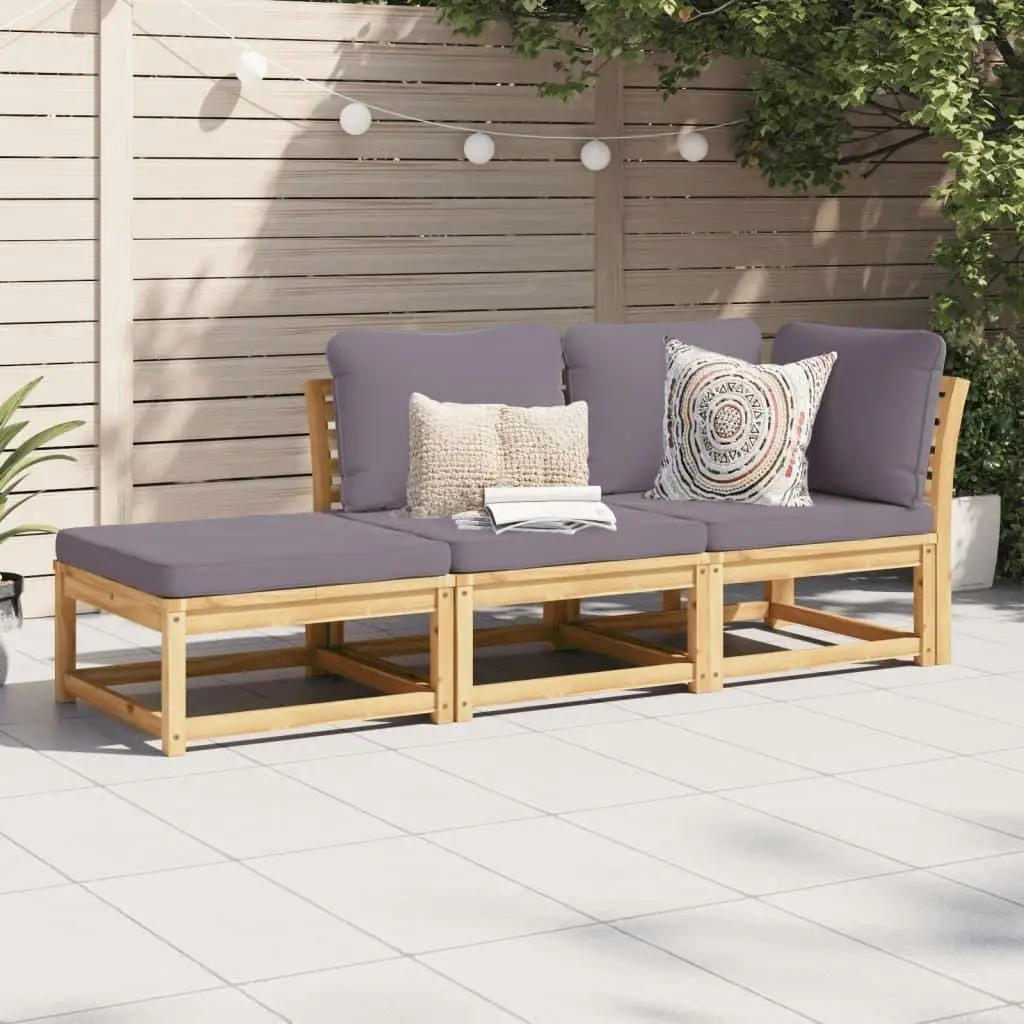 Acacia Wood 3-Piece Patio Lounge Set with Cushions - Stylish Outdoor Furniture