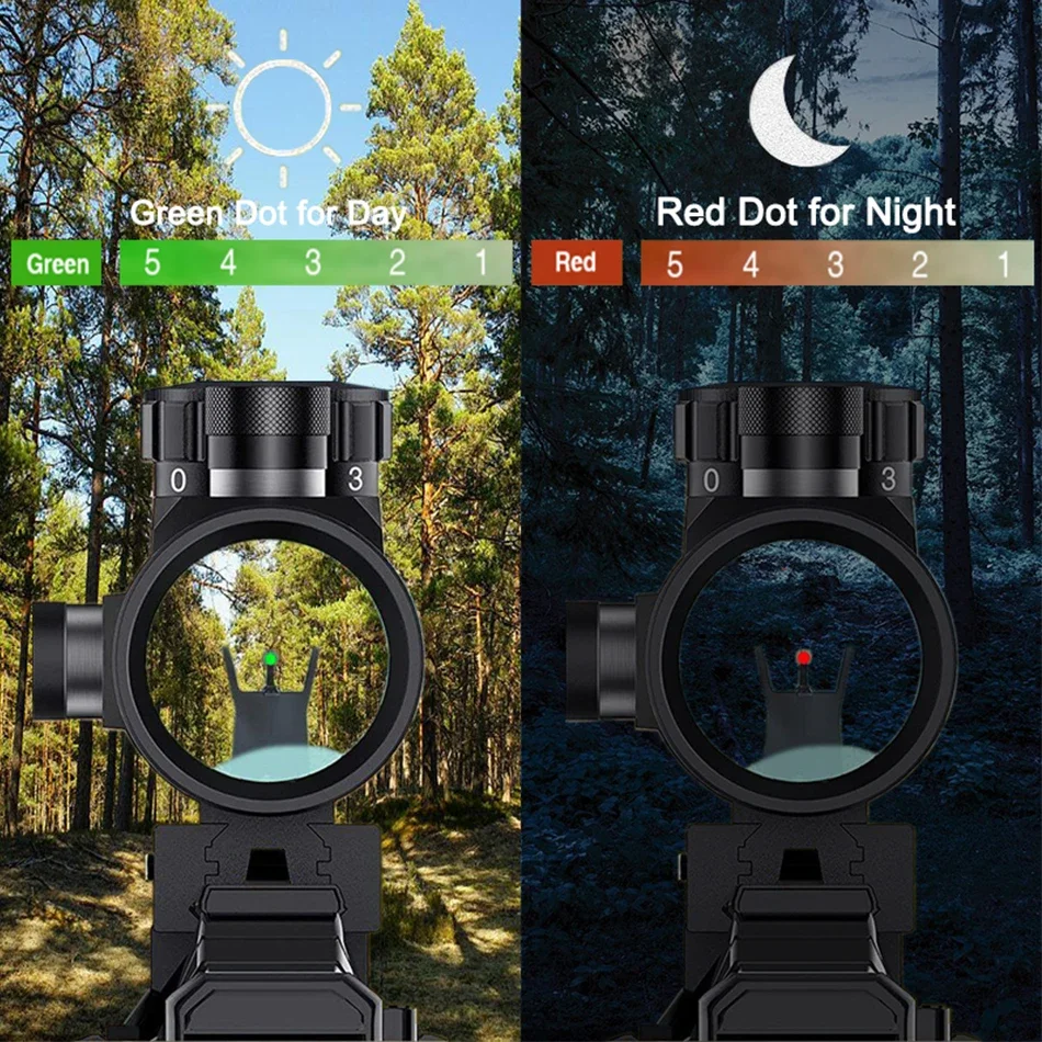 1x40 Tactical Reflex Sight Red Green Dot Illuminated Scope HD Optical Glass Outdoor Riflescope 11mm/20mm Rail Mount