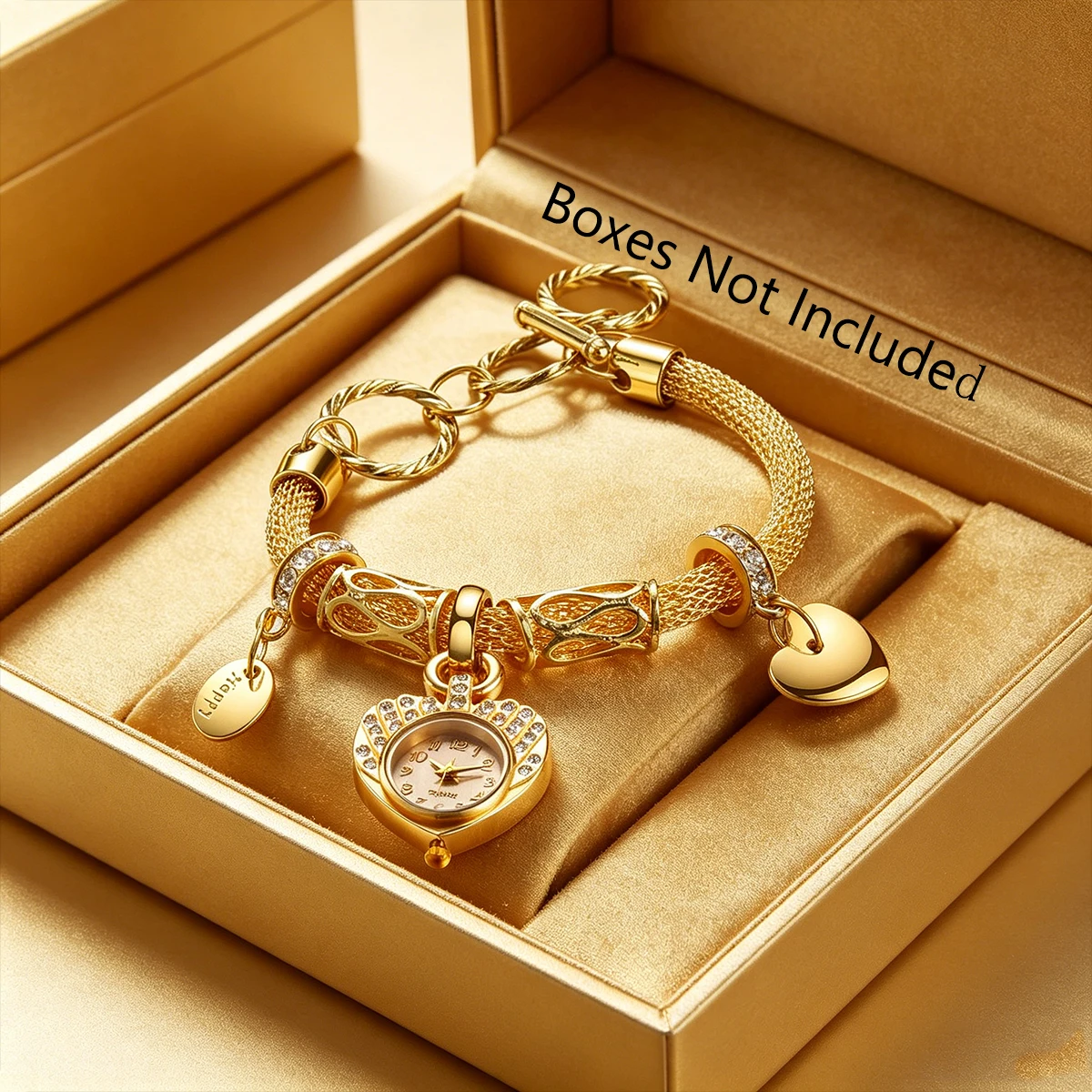 Luxury Rhinestone Women's Watch Fashion Heart Dial Ladies Bracelet Quartz Wristwatches Relogio FemininoWithout Box