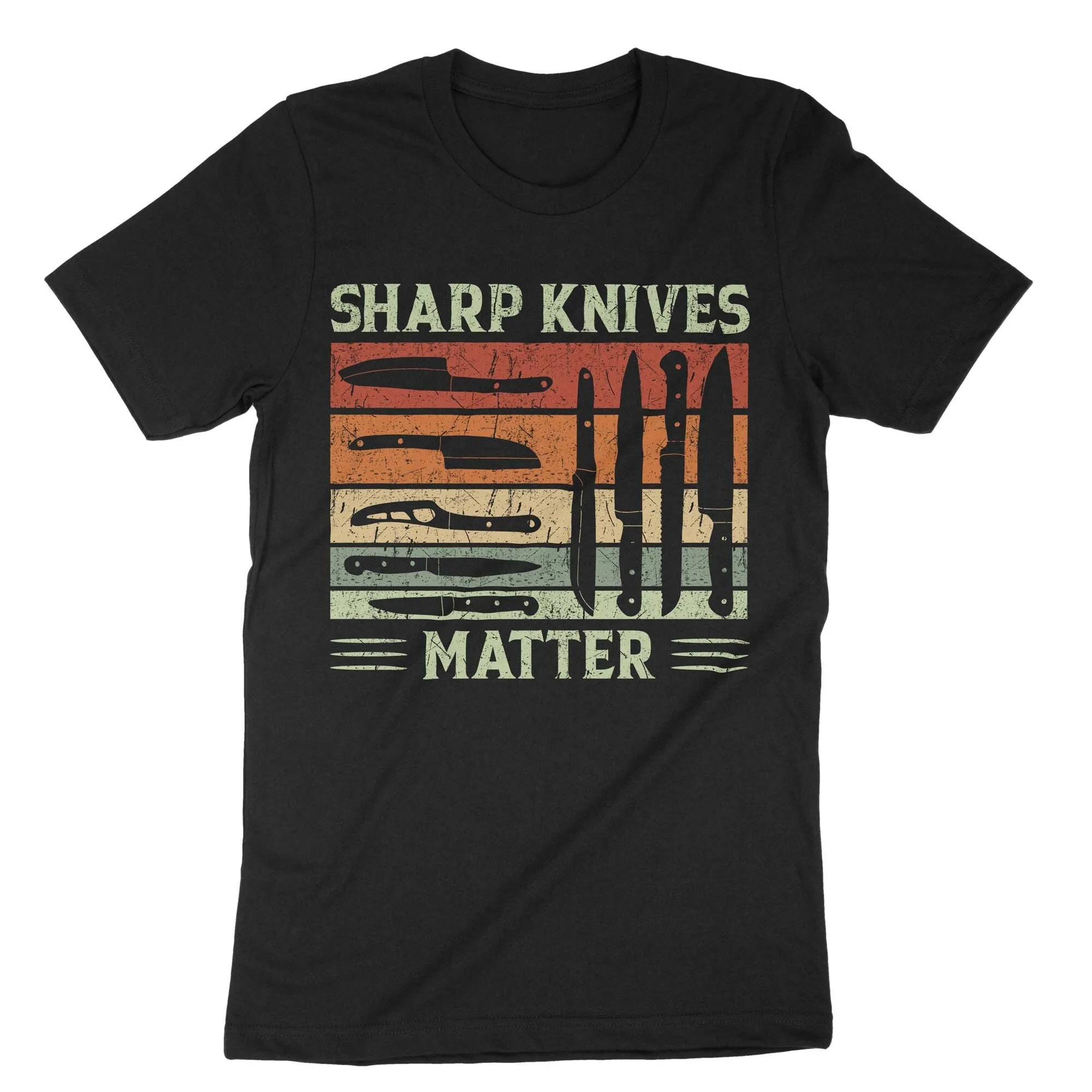 Sharp Knives Matter T Shirt Funny Chef Knife Head Butcher Meat Cutter Cooking Culinary