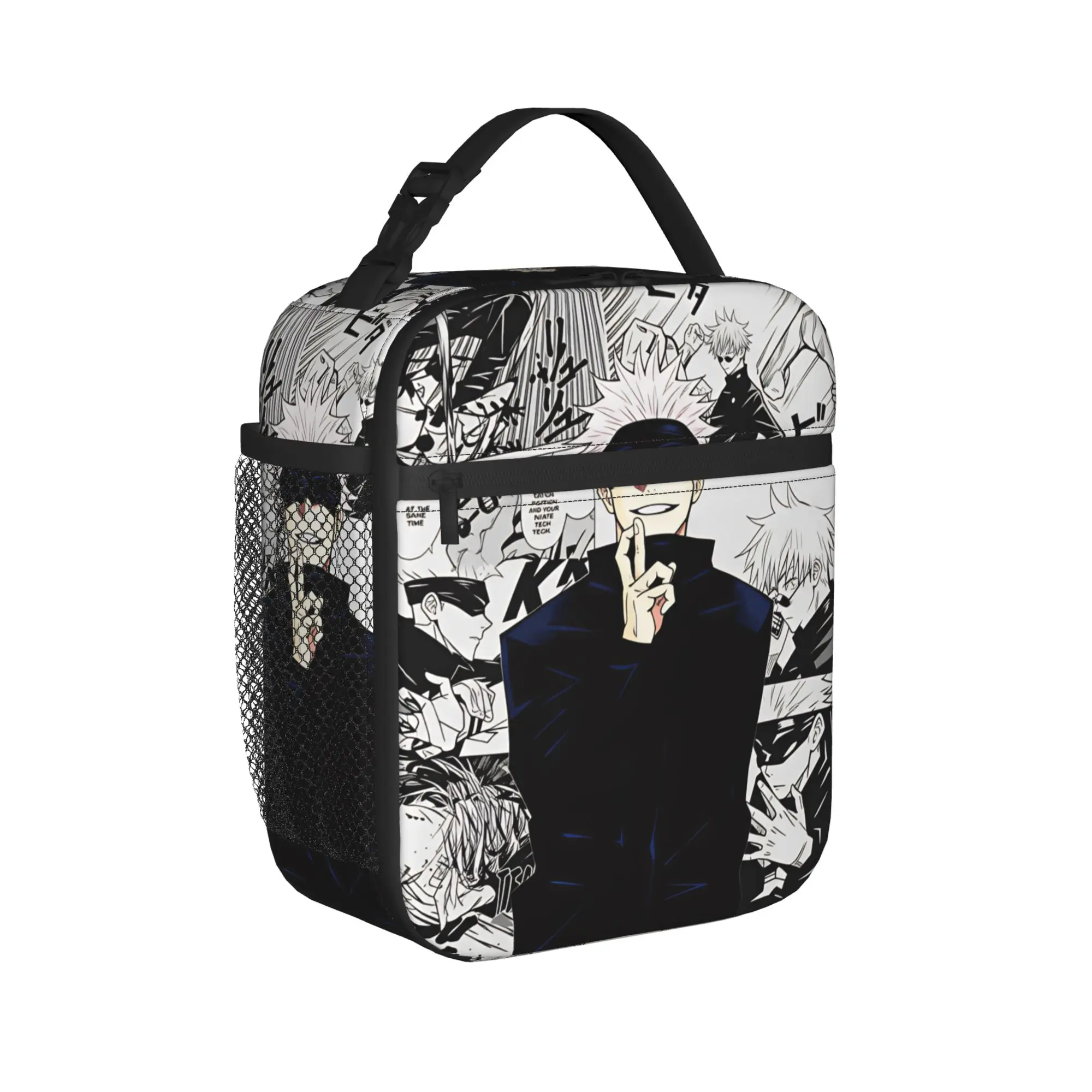 Satoru Gojo Comic Animation Lunch Bag  Convenient Lunch Box Girls School Custom Cooler Bag Funny Oxford Thermal Lunch Bags