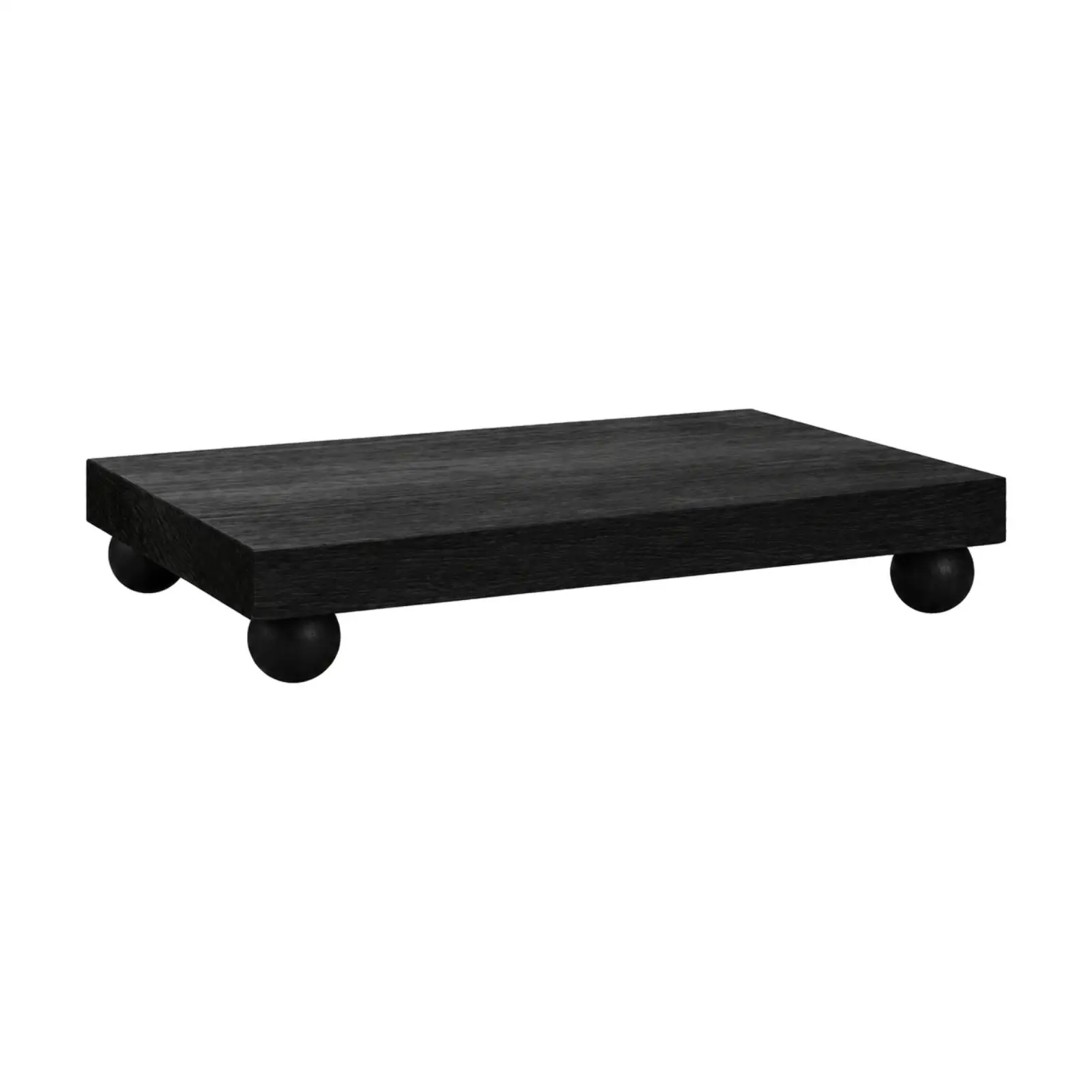 Wooden Display Stand Rectangular Riser with Ball Feet for Countertop Soap Candle Plant Decor Organizer