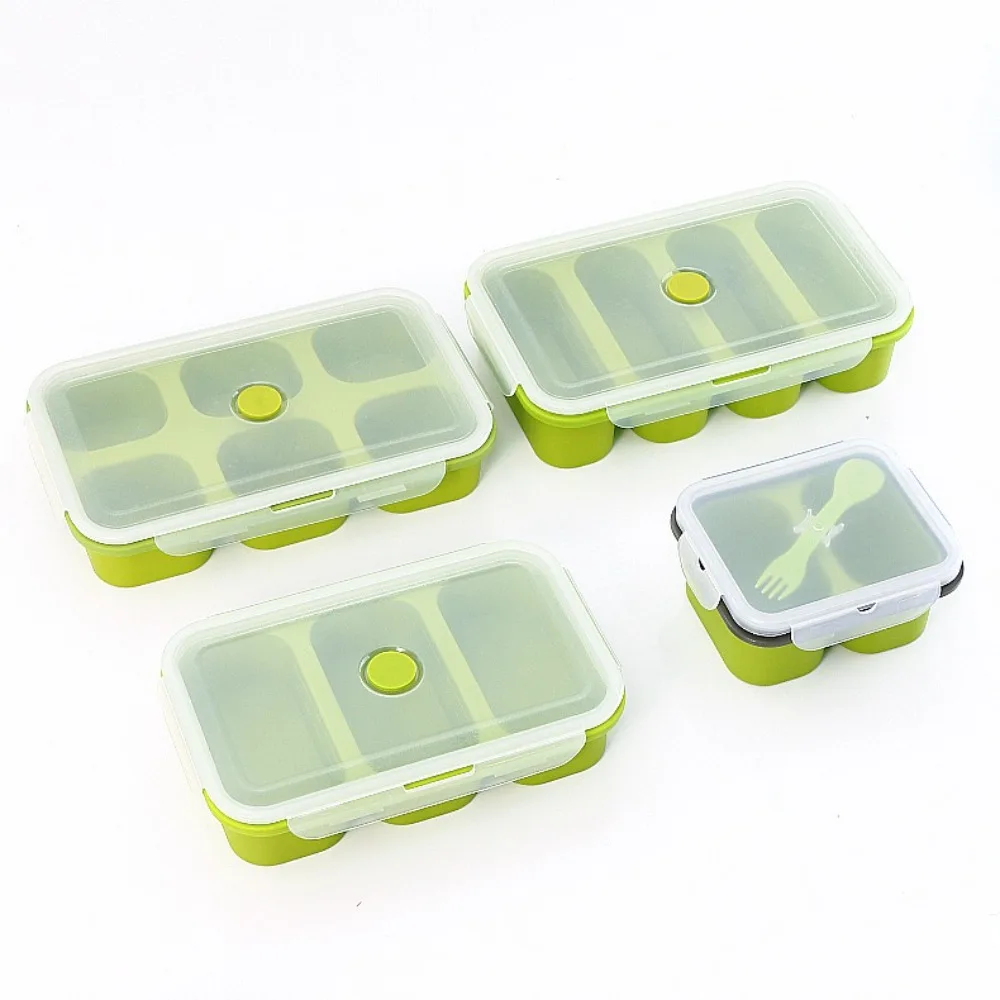 

3/4/6 Grids Silicone Freezer Soup Tray Volume Scale with Lid Food Storage Box Keep Fresh Reusable Soup Ice Cube Molds Food Meal