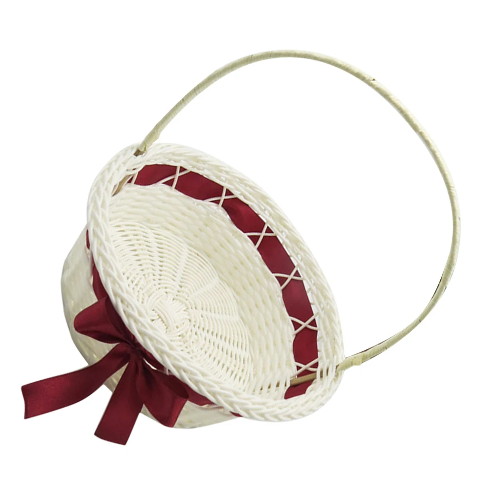 

Floral Girl for Weddings Decorative Woven Basket with Handle Modern Flower Girl Baskets For Weddings Style Flower Basket Home