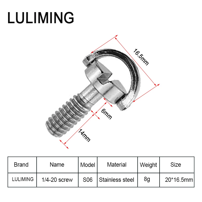 1/4 3/8 Inch Quick Release Screw Metal D-ring Screw Tripod Ballhead camera quick release plate screw Photography accessories