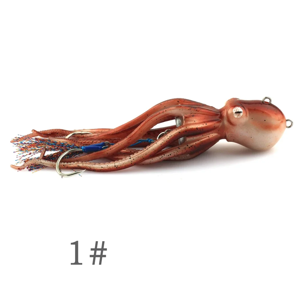 TAKEDO MY14 180G 200G 250G 300G Meer Angeln Octopus Köder Mit Doppel Haken Weichen Köder Troling locken Boot Angeln Für Rockfish 7