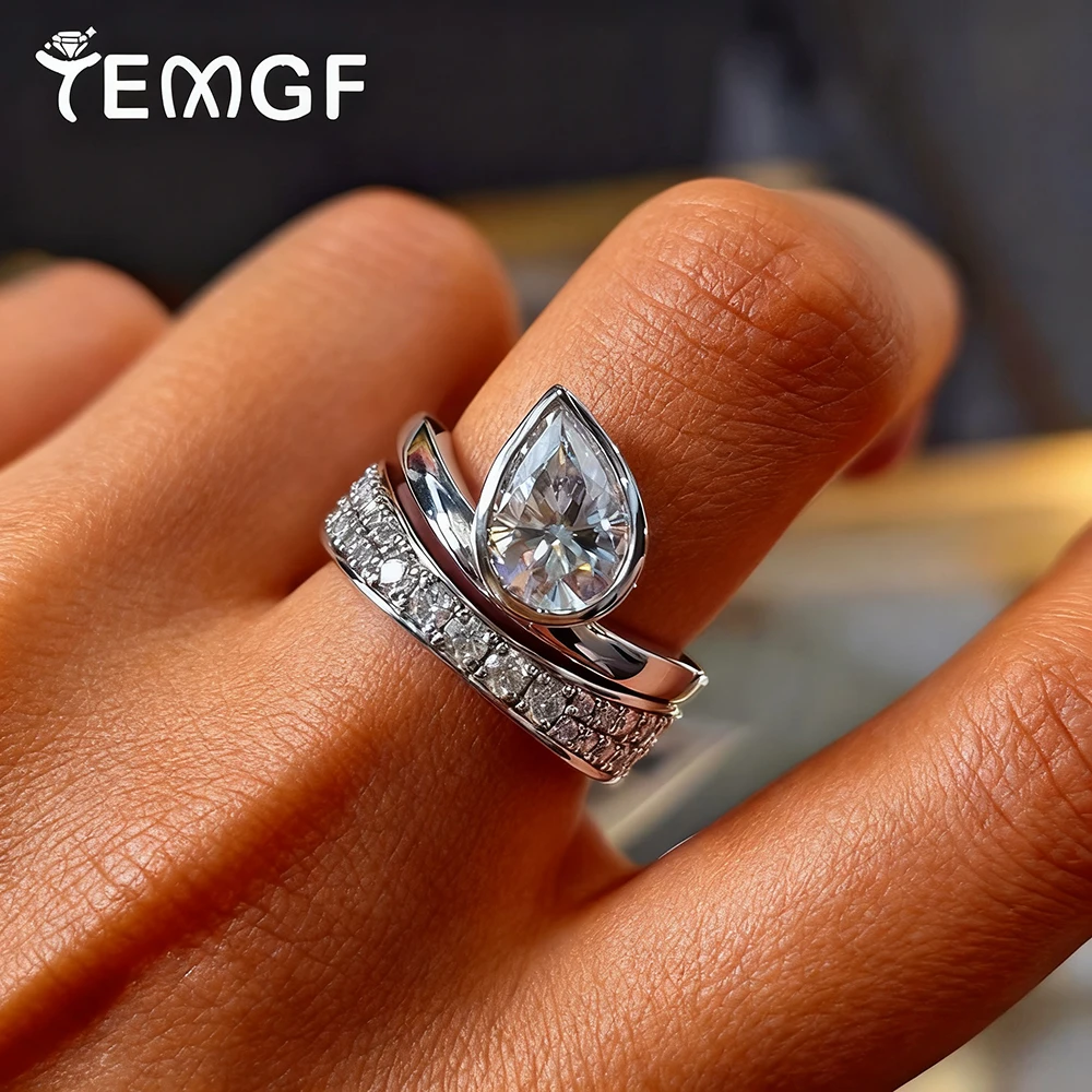 

TEMGF Certified Full Moissanite Rings for Women Men S925 Sterling Silver Engagement Wedding Luxury Shiny Band Anniversary Gifts