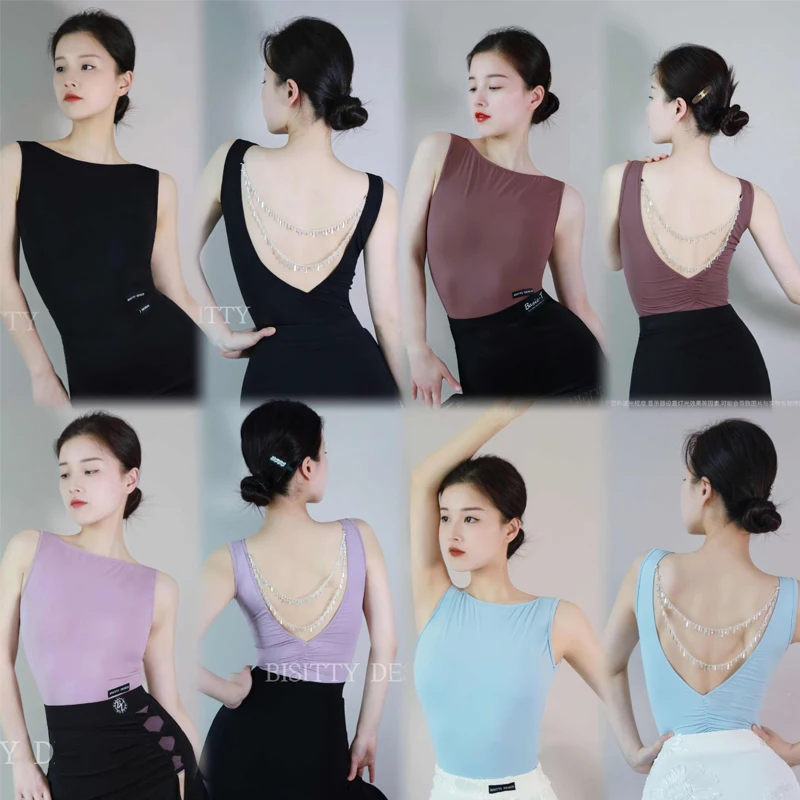 

Adults Sleeveless Latin Dance Tops Women'S Backless Ballroom Dance Top Female Samba Rumba Salsa Latin Dancing Wear SL12807