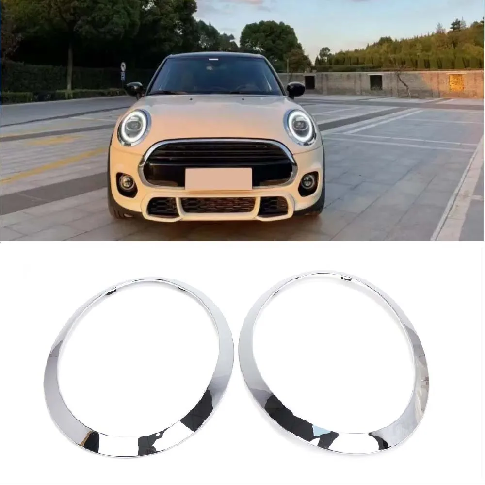 1PC Car Headlight Lamp Chrome Bezel Ring Trim Headlight Frame For BMW MINI R55 R56 2014 2015 2016 2017 2018 2019 2020 2021