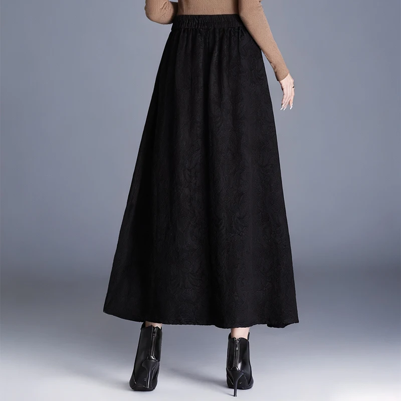 New 2026 Autumn Winter Chinese Style National Trend Half Skirt Embroidered High Waist Slimming Large Swing A-Line Skirt for W...