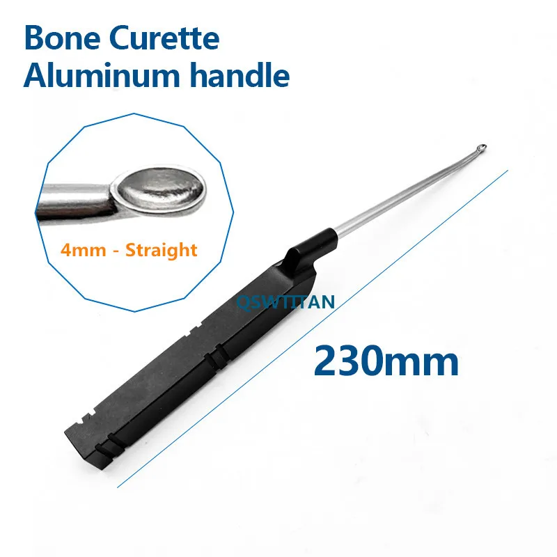 Bone Curette Black Aluminum Handle 3 Type Tip Veterinary Stainless Steel Orthopedic Surgery Instruments