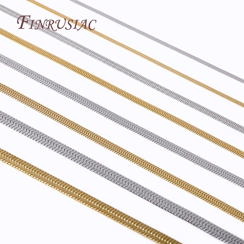 Stainless Steel Flat Blade Snake Link Chains 18K Gold Plated High Quality Necklace/Bracelet Chains Men & Women Couple Jewellery