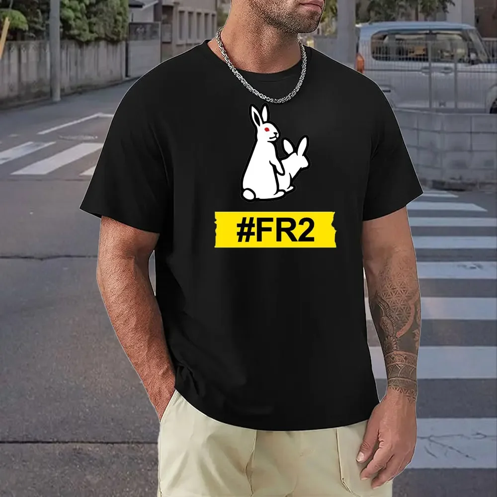 2024 Śmieszne#FR2 T-shirt Króliki Dwa Mężczyźni Kobiety Casual TShirt Letni T-shirt Mężczyźni 100% Bawełna Koszulka FR2 Topy Tees Dropshipping