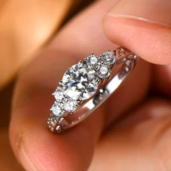 IOGOU Round 1CT Moissanite Diamond Engagement Ring Original 925 Sterling Silver Trend 2024 New Jewelry Wedding CZ Ring for Women