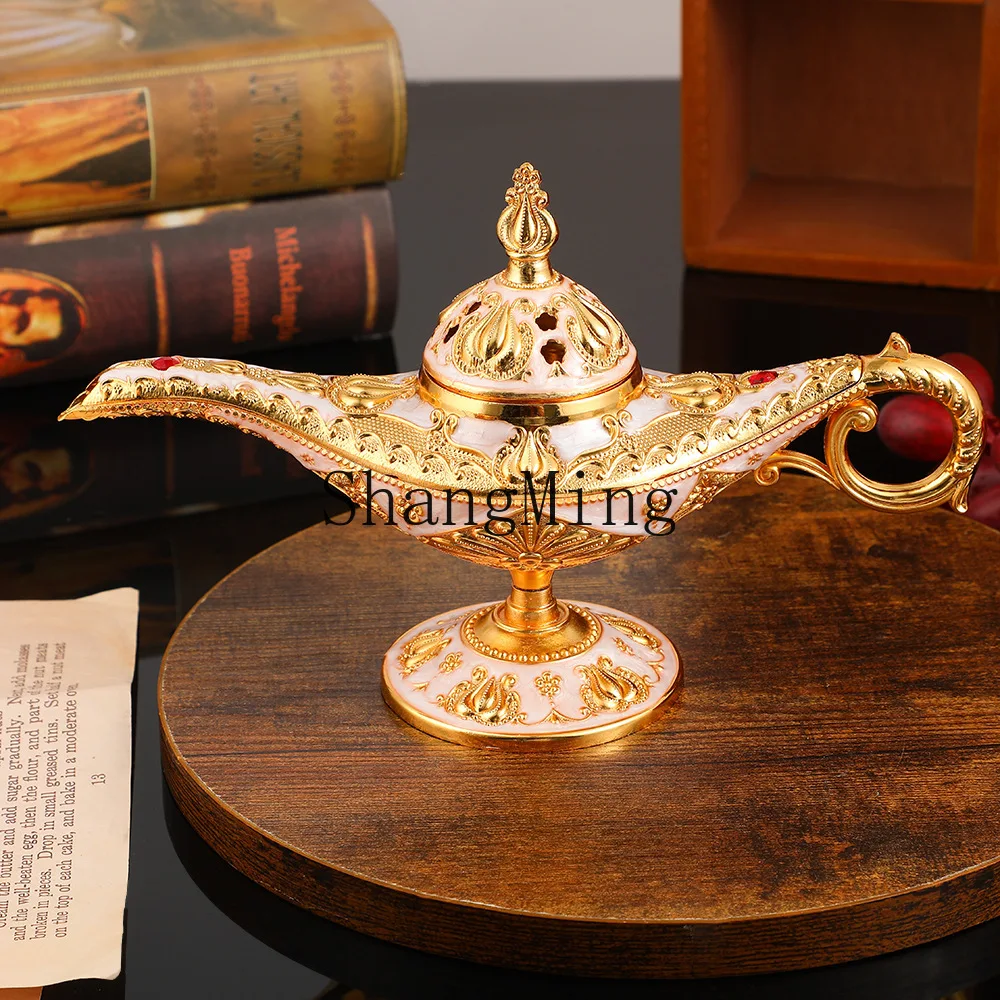 

PYH retro search banner magic lamp ornament light luxury magic lamp incense burner metal handicraft gift desktop ornament