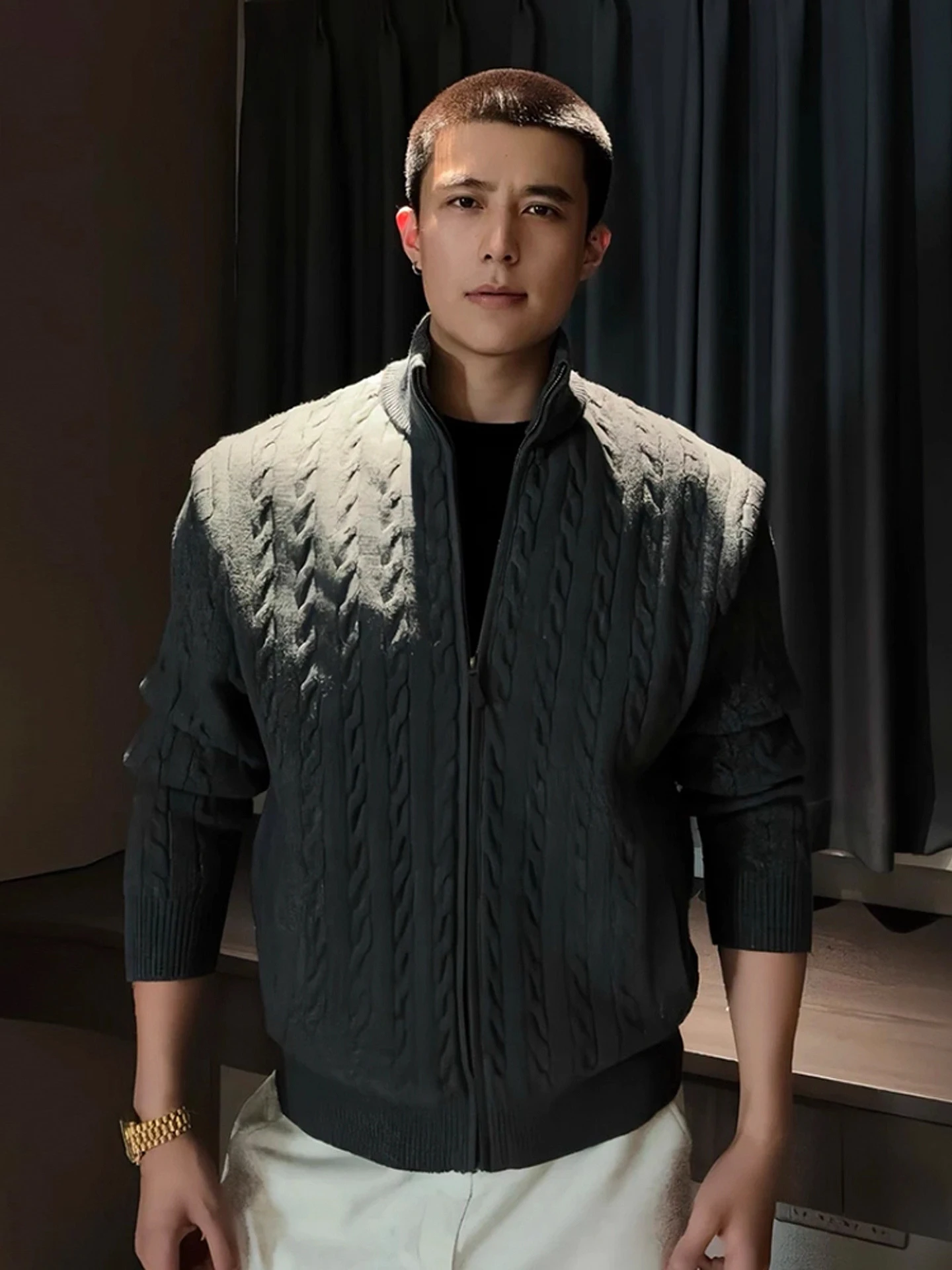 

Мужской повседневный кардиган Deep ey Twisted Knit: мягкий, удобный, с длинными рукавами, на молнии, модный, осенняя верхняя одежда