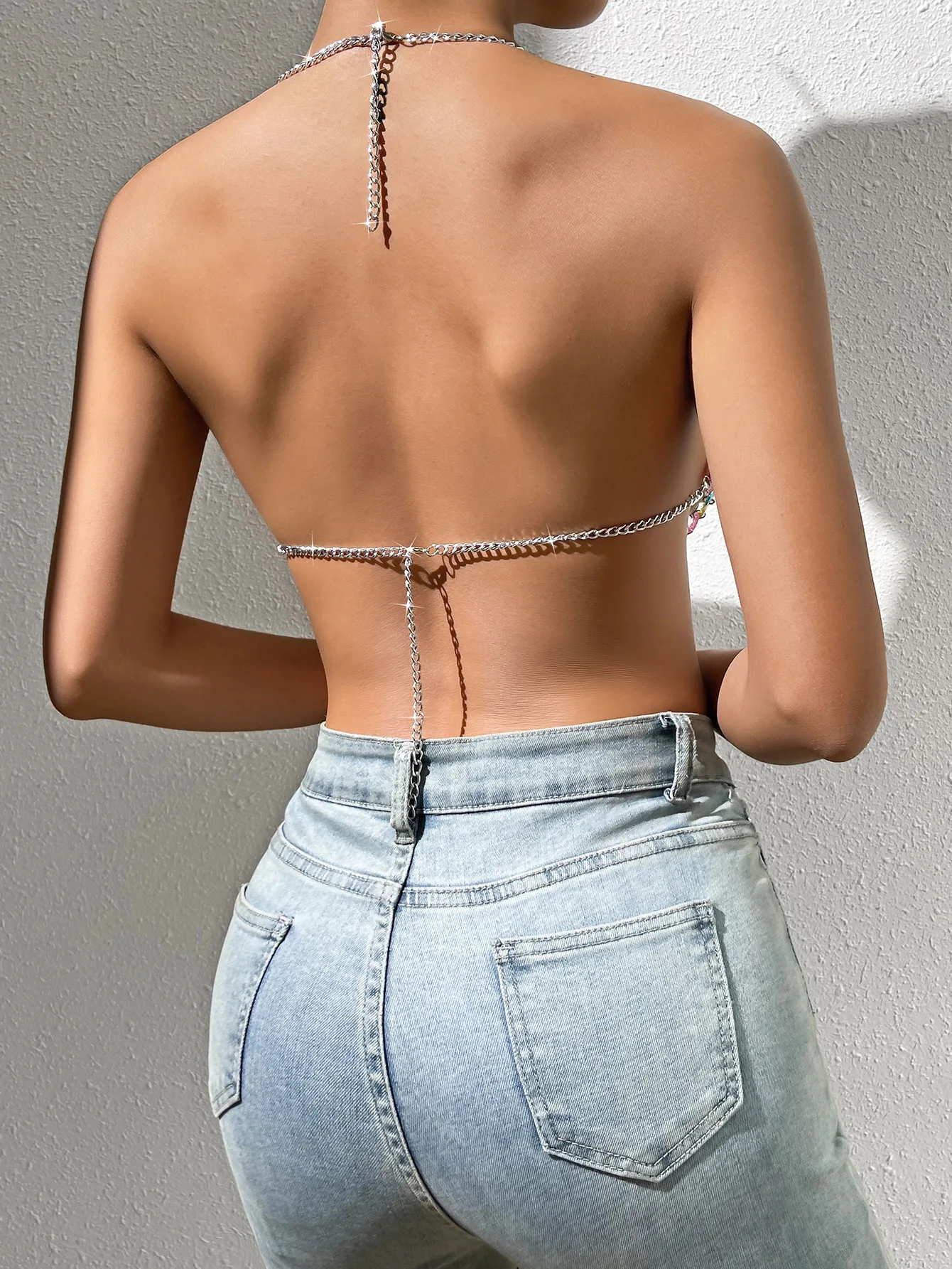 Senhora meninas mulheres sexy clube topo capa de biquíni brilhante strass oco para fora topo praia cobrir festa sutiã regata