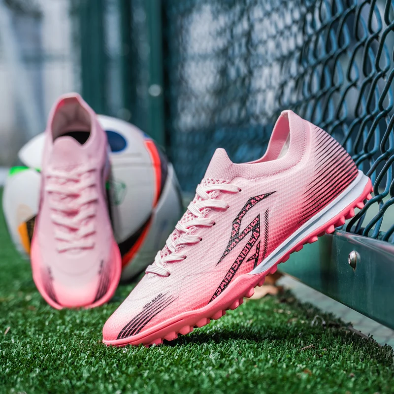 Adult TF Football Cleats, Wear-resistant Turf Rubber Sole, Lightweight PU Soccer Shoes for Men Outdoor Grass Match