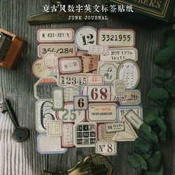 31Pcs Number Label Junk Journal Ephemera Vintage Stickers Retro DIY Album Tim Holtz Style Scrapbooking Material Craft Stickers