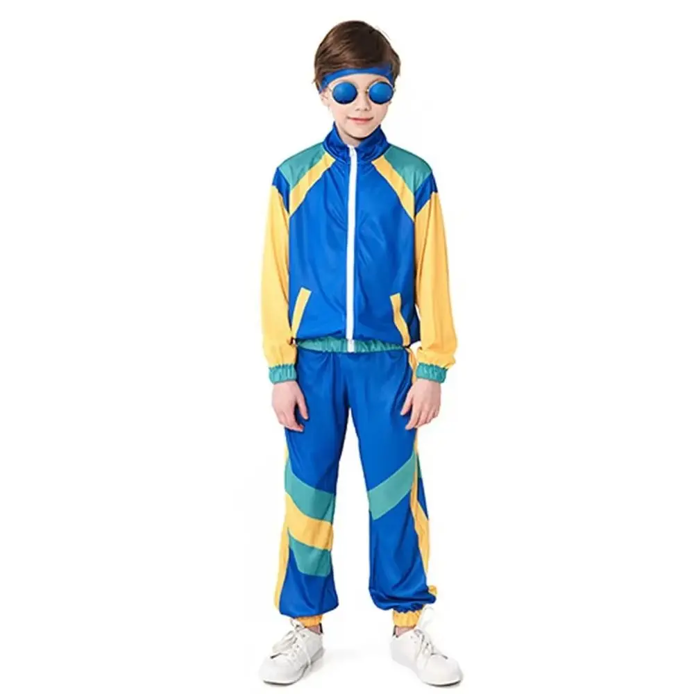 

3Pcs/Set Hippie 80s Tracksuit Carnival Party Spring Hip Hop Costume Performance Clothes Retro Disco Dance Sportswear Boys Girls