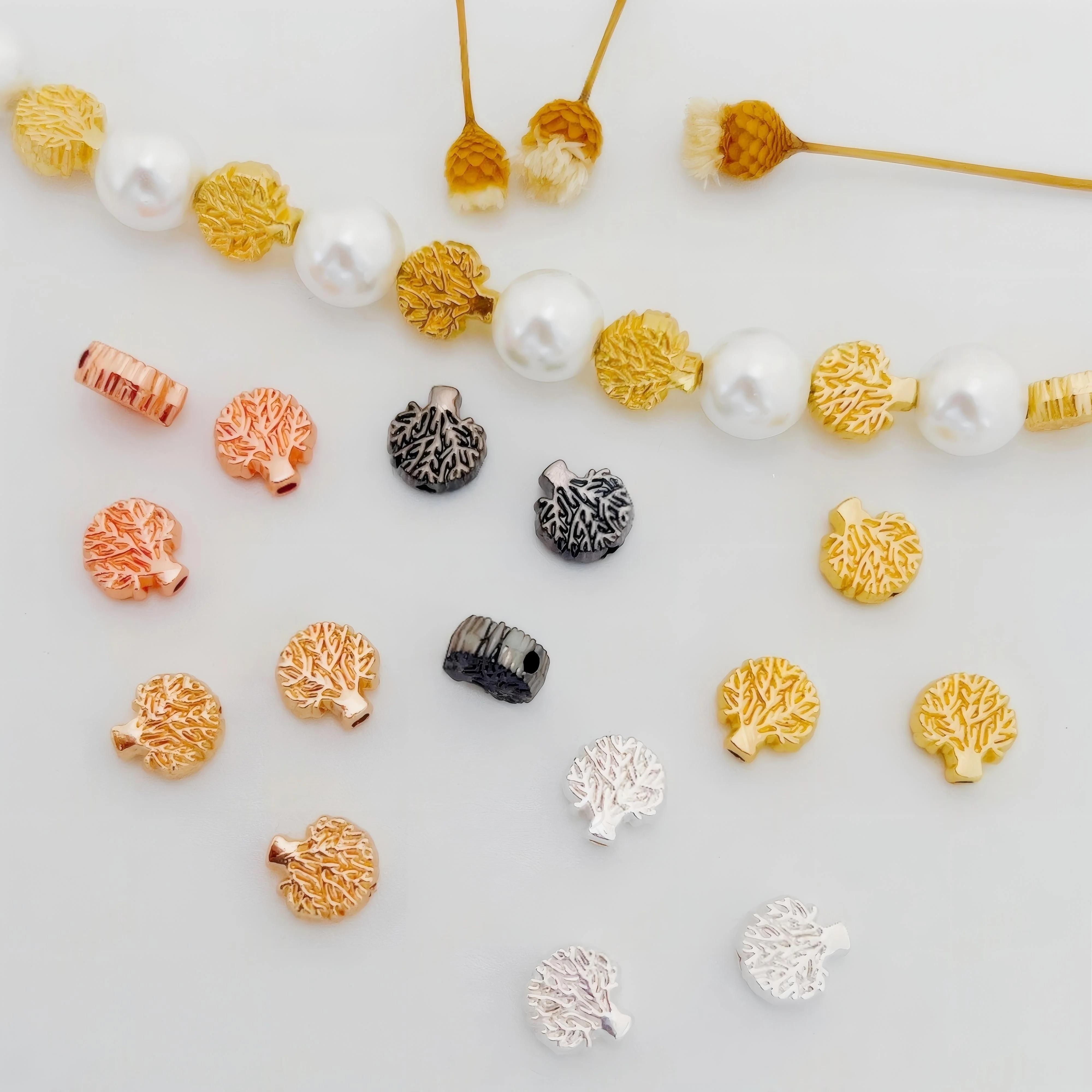 

10 Pieces of Gold-plated Tree of Life Separated Beads Handmade Beaded Bracelet Necklace Accessories DIY Jewelry Making Materials