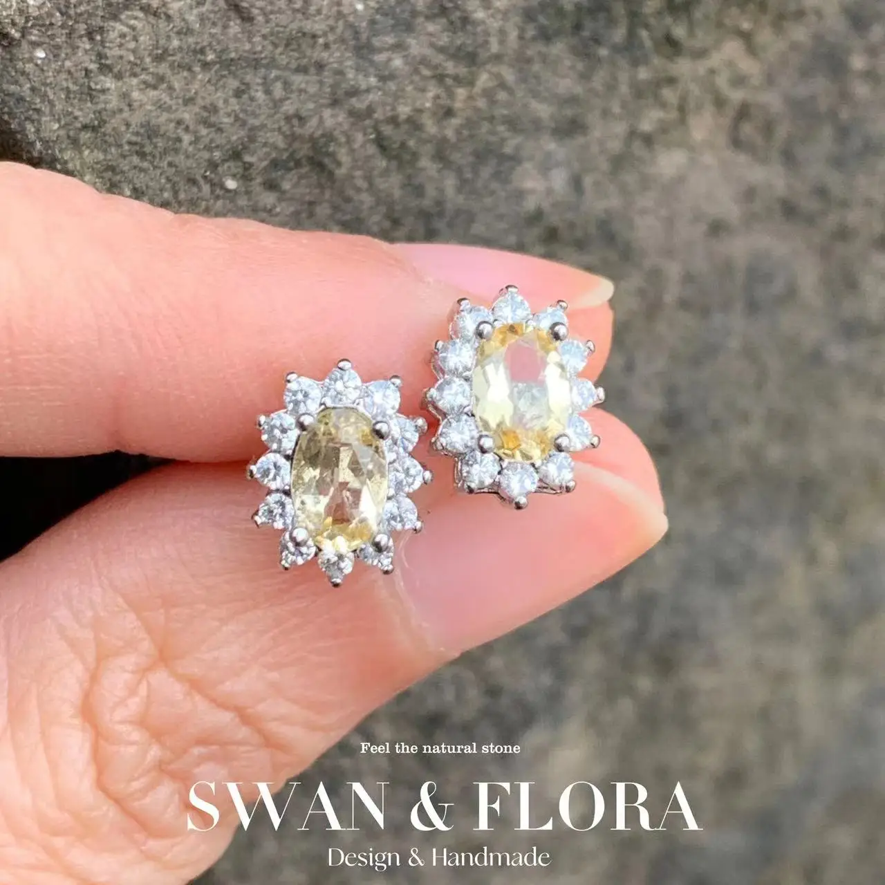 

5*3MM Natural Citrine Stud Earrings For Women Real 925 Sterling Silver Vintage Femme Gift Prevent Allergy Fine Jewelry Stone