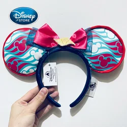 2023 Disney Mickey Blue Navy Headband Cartoon Metal badges Mickey Mouse Ear Headdress Girl Hairpin Hair Accessories