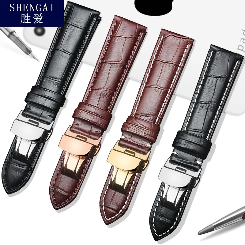 Genuine Leather strap For Tissot Longines Omega MIDO Cowhide watchband men women Crocodile Pattern Bracelet 18 19 20 21 22 23mm